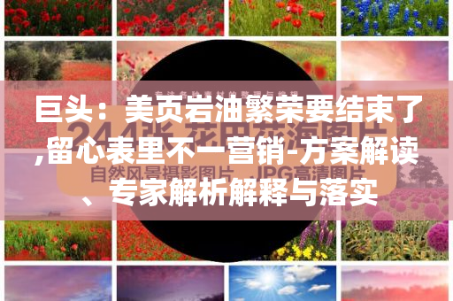 巨頭：美頁巖油繁榮要結(jié)束了,留心表里不一營銷-方案解讀、專家解析解釋與落實