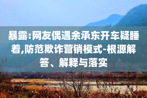 暴露:網(wǎng)友偶遇余承東開車疑睡著,防范欺詐營銷模式-根源解答、解釋與落實