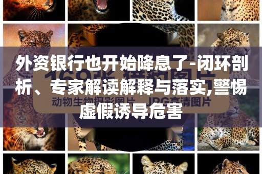 外資銀行也開始降息了-閉環(huán)剖析、專家解讀解釋與落實,警惕虛假誘導(dǎo)危害