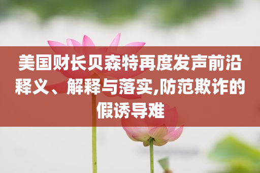 美國(guó)財(cái)長(zhǎng)貝森特再度發(fā)聲前沿釋義、解釋與落實(shí),防范欺詐的假誘導(dǎo)難