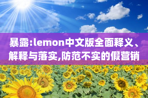 暴露:lemon中文版全面釋義、解釋與落實,防范不實的假營銷