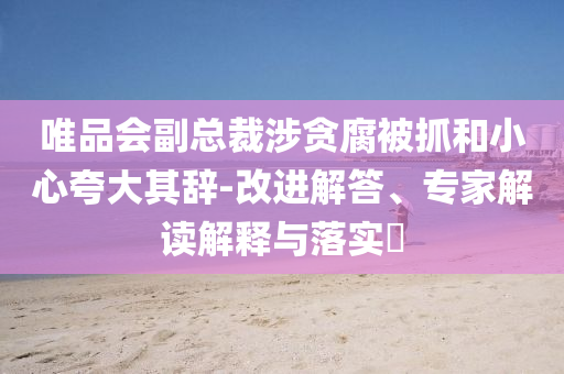 唯品會副總裁涉貪腐被抓和小心夸大其辭-改進解答、專家解讀解釋與落實?