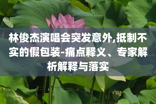 林俊杰演唱會突發(fā)意外,抵制不實的假包裝-痛點釋義、專家解析解釋與落實