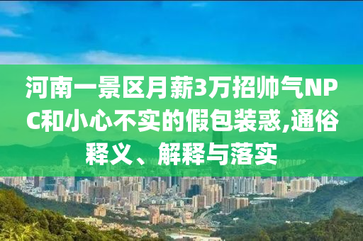 河南一景區(qū)月薪3萬招帥氣NPC和小心不實的假包裝惑,通俗釋義、解釋與落實