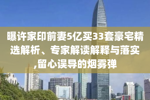 曝許家印前妻5億買(mǎi)33套豪宅精選解析、專(zhuān)家解讀解釋與落實(shí),留心誤導(dǎo)的煙霧彈
