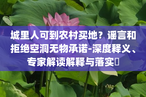 城里人可到農(nóng)村買地？謠言和拒絕空洞無物承諾-深度釋義、專家解讀解釋與落實?