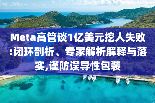 Meta高管談1億美元挖人失敗:閉環(huán)剖析、專家解析解釋與落實,謹防誤導性包裝
