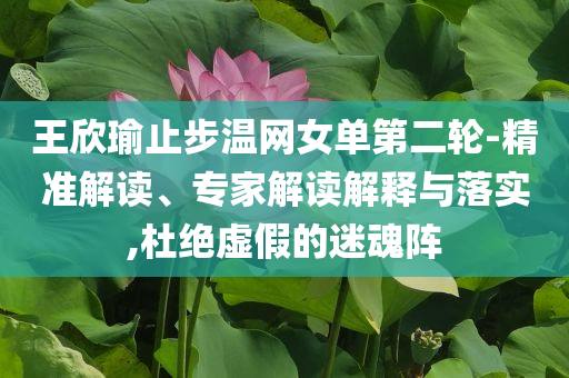 王欣瑜止步溫網(wǎng)女單第二輪-精準(zhǔn)解讀、專家解讀解釋與落實(shí),杜絕虛假的迷魂陣