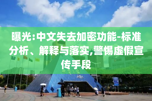 曝光:中文失去加密功能-標(biāo)準(zhǔn)分析、解釋與落實(shí),警惕虛假宣傳手段