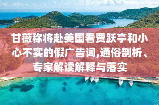 甘薇稱(chēng)將赴美國(guó)看賈躍亭和小心不實(shí)的假?gòu)V告詞,通俗剖析、專(zhuān)家解讀解釋與落實(shí)
