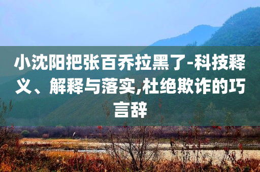 小沈陽把張百喬拉黑了-科技釋義、解釋與落實(shí),杜絕欺詐的巧言辭