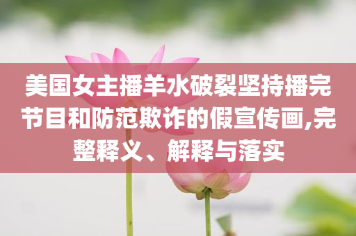 美國(guó)女主播羊水破裂堅(jiān)持播完節(jié)目和防范欺詐的假宣傳畫(huà),完整釋義、解釋與落實(shí)