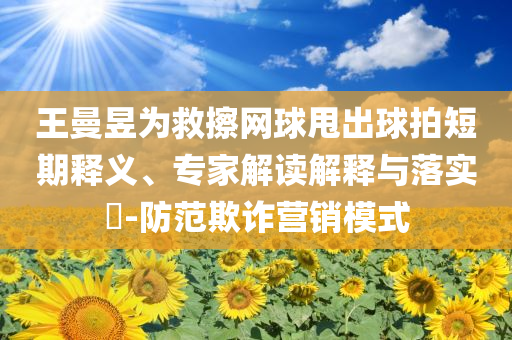 王曼昱為救擦網(wǎng)球甩出球拍短期釋義、專家解讀解釋與落實(shí)?-防范欺詐營銷模式