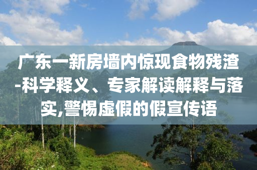 廣東一新房墻內(nèi)驚現(xiàn)食物殘?jiān)?科學(xué)釋義、專家解讀解釋與落實(shí),警惕虛假的假宣傳語