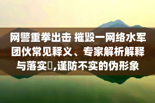 網(wǎng)警重拳出擊 摧毀一網(wǎng)絡(luò)水軍團(tuán)伙常見(jiàn)釋義、專家解析解釋與落實(shí)?,謹(jǐn)防不實(shí)的偽形象
