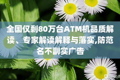 全國(guó)僅剩80萬(wàn)臺(tái)ATM機(jī)品質(zhì)解讀、專(zhuān)家解讀解釋與落實(shí),防范名不副實(shí)廣告