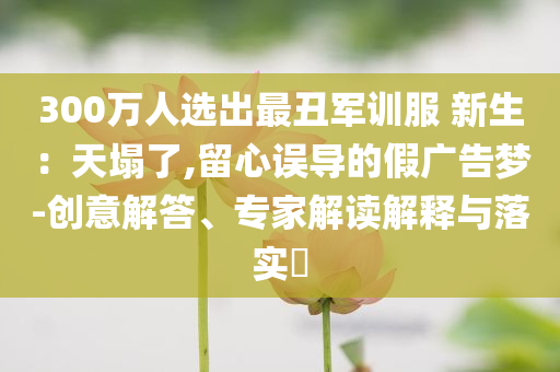 300萬人選出最丑軍訓服 新生：天塌了,留心誤導的假廣告夢-創(chuàng)意解答、專家解讀解釋與落實?