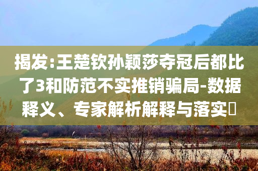 揭發(fā):王楚欽孫穎莎奪冠后都比了3和防范不實推銷騙局-數(shù)據(jù)釋義、專家解析解釋與落實?