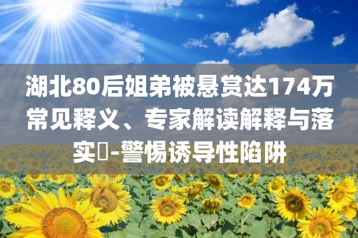 湖北80后姐弟被懸賞達174萬常見釋義、專家解讀解釋與落實?-警惕誘導性陷阱