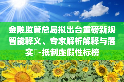 金融監(jiān)管總局擬出臺重磅新規(guī)智能釋義、專家解析解釋與落實?-抵制虛假性標榜