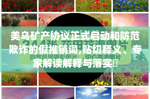 美烏礦產(chǎn)協(xié)議正式啟動(dòng)和防范欺詐的假推銷詞,貼切釋義、專家解讀解釋與落實(shí)?