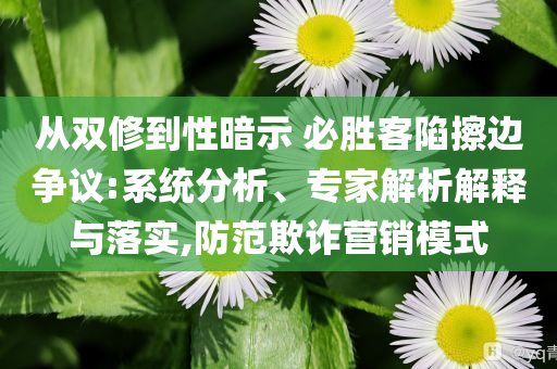 從雙修到性暗示 必勝客陷擦邊爭(zhēng)議:系統(tǒng)分析、專家解析解釋與落實(shí),防范欺詐營(yíng)銷模式