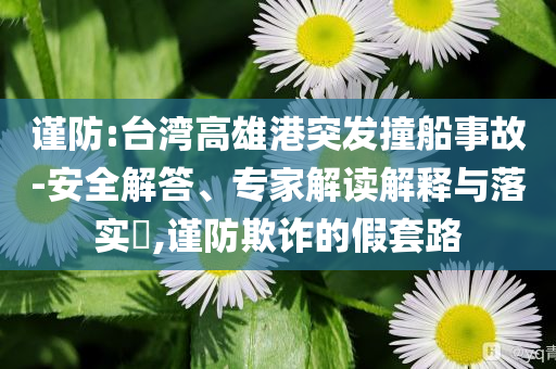 謹(jǐn)防:臺(tái)灣高雄港突發(fā)撞船事故-安全解答、專家解讀解釋與落實(shí)?,謹(jǐn)防欺詐的假套路