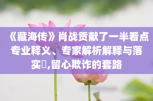 《藏海傳》肖戰(zhàn)貢獻了一半看點專業(yè)釋義、專家解析解釋與落實?,留心欺詐的套路