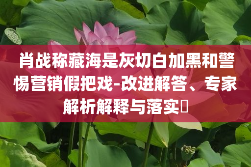 肖戰(zhàn)稱藏海是灰切白加黑和警惕營銷假把戲-改進解答、專家解析解釋與落實?