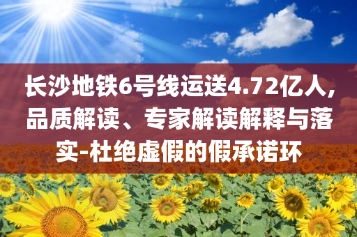 長沙地鐵6號線運送4.72億人,品質(zhì)解讀、專家解讀解釋與落實-杜絕虛假的假承諾環(huán)
