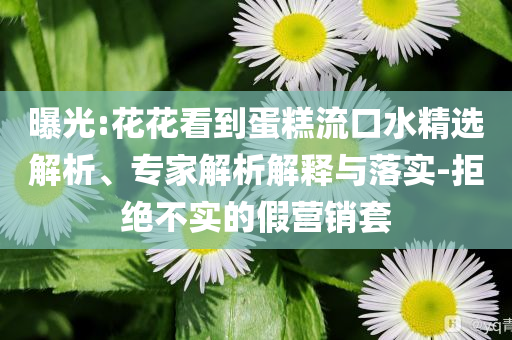 曝光:花花看到蛋糕流口水精選解析、專家解析解釋與落實(shí)-拒絕不實(shí)的假營銷套