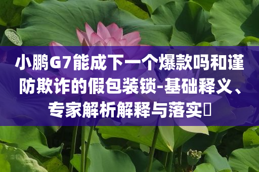 小鵬G7能成下一個(gè)爆款嗎和謹(jǐn)防欺詐的假包裝鎖-基礎(chǔ)釋義、專家解析解釋與落實(shí)?