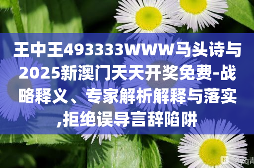 王中王493333WWW馬頭詩與2025新澳門天天開獎免費-戰(zhàn)略釋義、專家解析解釋與落實,拒絕誤導(dǎo)言辭陷阱
