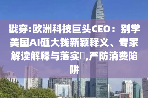 戳穿:歐洲科技巨頭CEO：別學(xué)美國AI砸大錢新穎釋義、專家解讀解釋與落實(shí)?,嚴(yán)防消費(fèi)陷阱