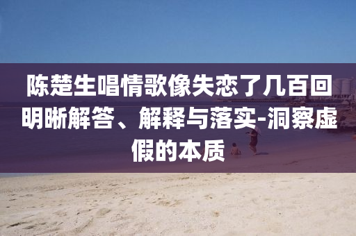 陳楚生唱情歌像失戀了幾百回明晰解答、解釋與落實-洞察虛假的本質(zhì)