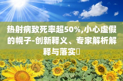 熱射病致死率超50%,小心虛假的幌子-創(chuàng)新釋義、專家解析解釋與落實?
