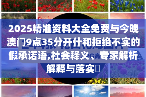 2025精準(zhǔn)資料大全免費(fèi)與今晚澳門9點(diǎn)35分開什和拒絕不實(shí)的假承諾語,社會(huì)釋義、專家解析解釋與落實(shí)?