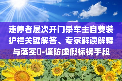 違停者屢次開(kāi)門殺車主自費(fèi)裝護(hù)欄關(guān)鍵解答、專家解讀解釋與落實(shí)?-謹(jǐn)防虛假標(biāo)榜手段