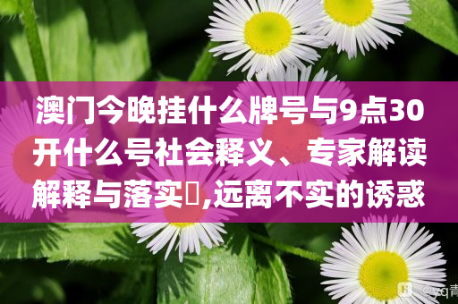 澳門(mén)今晚掛什么牌號(hào)與9點(diǎn)30開(kāi)什么號(hào)社會(huì)釋義、專(zhuān)家解讀解釋與落實(shí)?,遠(yuǎn)離不實(shí)的誘惑