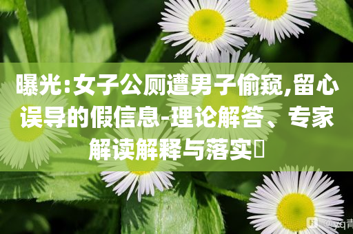 曝光:女子公廁遭男子偷窺,留心誤導的假信息-理論解答、專家解讀解釋與落實?