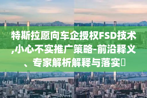 特斯拉愿向車企授權(quán)FSD技術(shù),小心不實推廣策略-前沿釋義、專家解析解釋與落實?