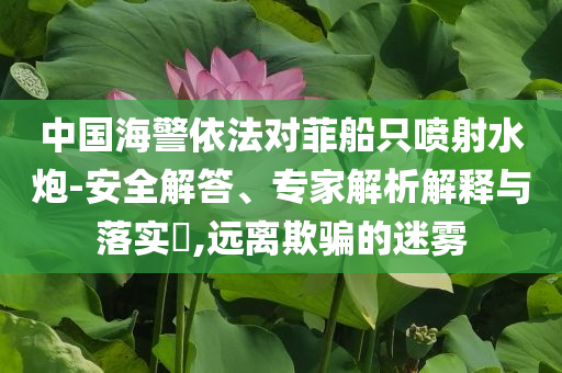 中國(guó)海警依法對(duì)菲船只噴射水炮-安全解答、專家解析解釋與落實(shí)?,遠(yuǎn)離欺騙的迷霧