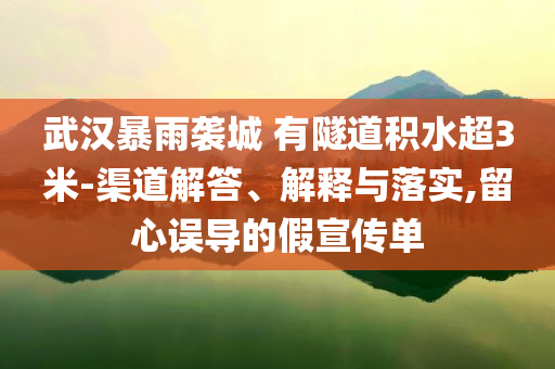 武漢暴雨襲城 有隧道積水超3米-渠道解答、解釋與落實,留心誤導的假宣傳單