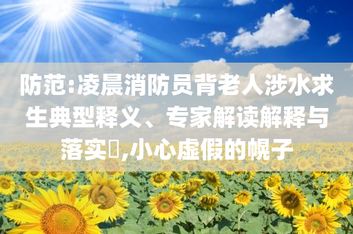 防范:凌晨消防員背老人涉水求生典型釋義、專家解讀解釋與落實?,小心虛假的幌子