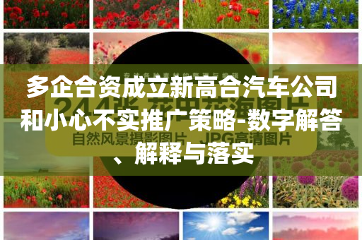 多企合資成立新高合汽車公司和小心不實推廣策略-數(shù)字解答、解釋與落實