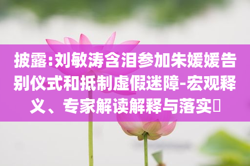 披露:劉敏濤含淚參加朱媛媛告別儀式和抵制虛假迷障-宏觀釋義、專家解讀解釋與落實(shí)?