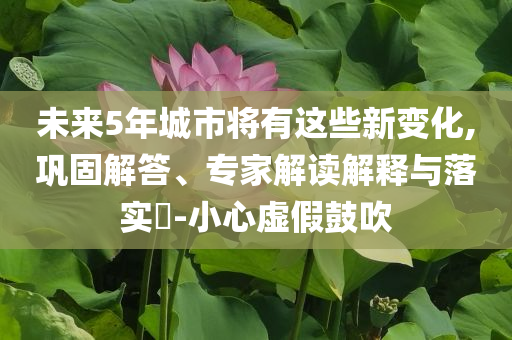 未來5年城市將有這些新變化,鞏固解答、專家解讀解釋與落實?-小心虛假鼓吹