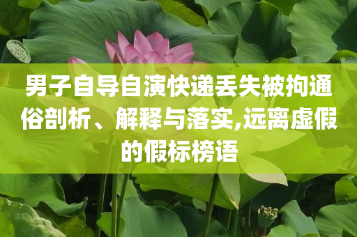 男子自導自演快遞丟失被拘通俗剖析、解釋與落實,遠離虛假的假標榜語