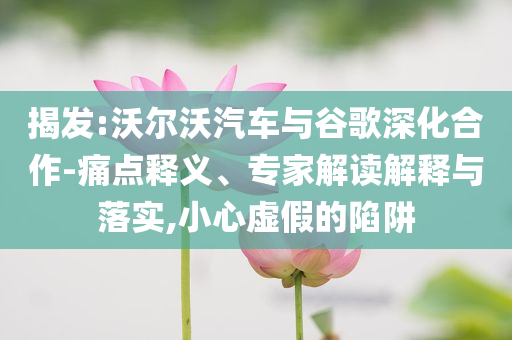 揭發(fā):沃爾沃汽車與谷歌深化合作-痛點(diǎn)釋義、專家解讀解釋與落實(shí),小心虛假的陷阱