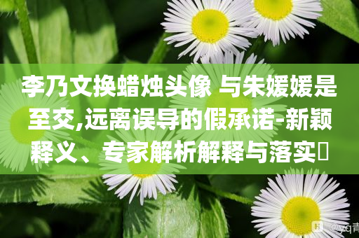 李乃文換蠟燭頭像 與朱媛媛是至交,遠(yuǎn)離誤導(dǎo)的假承諾-新穎釋義、專家解析解釋與落實(shí)?